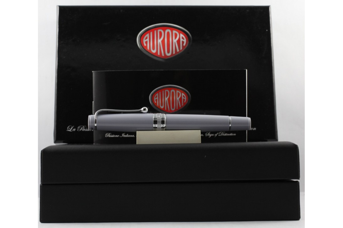 Aurora Limited Edition Optima Grey With Silver Trim, Flexible Fine Nib Fountain Pen