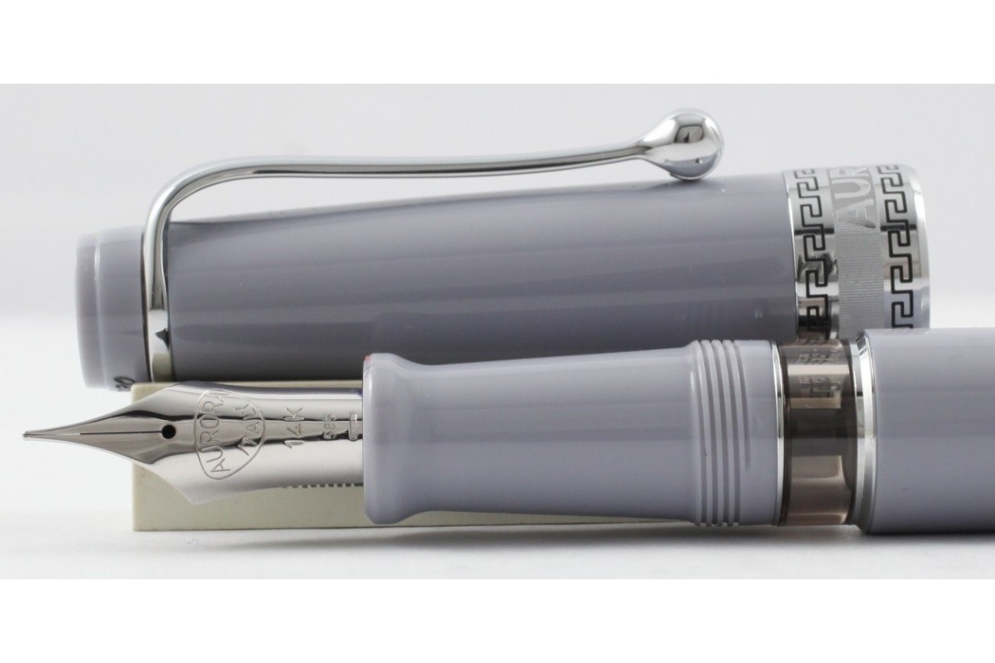 Aurora Limited Edition Optima Grey With Silver Trim, Flexible Fine Nib Fountain Pen