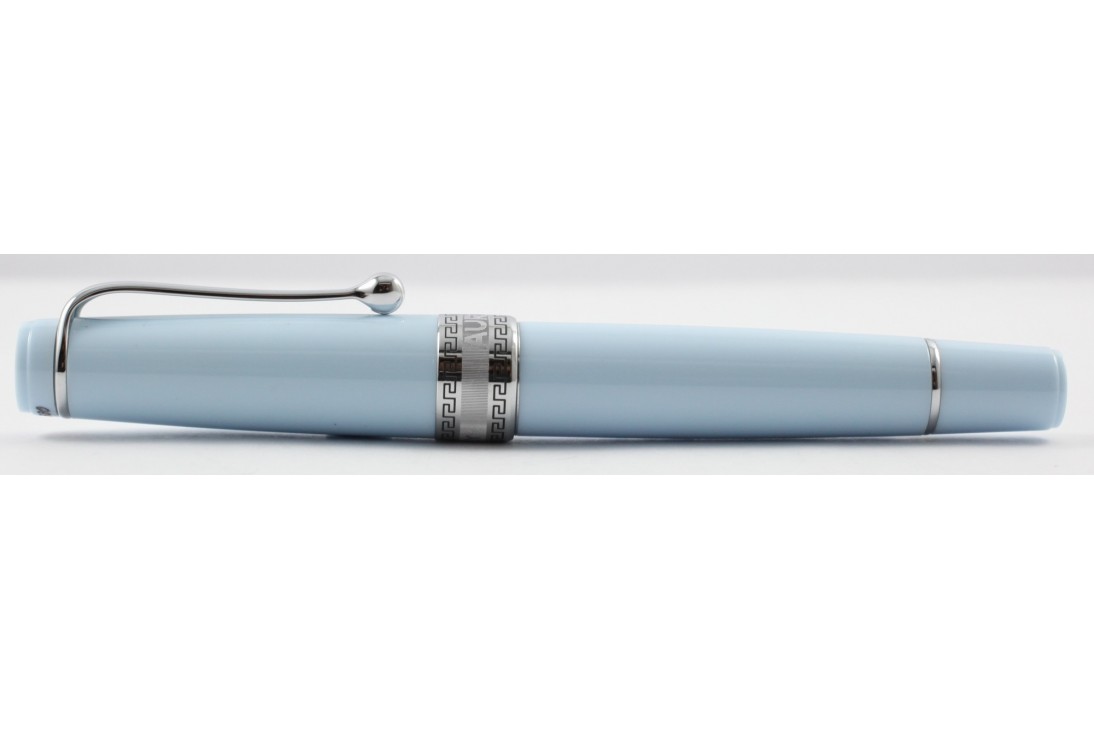 Aurora Limited Edition Optima Light Blue with Silver Trim, Flexible Fine Nib Fountain Pen