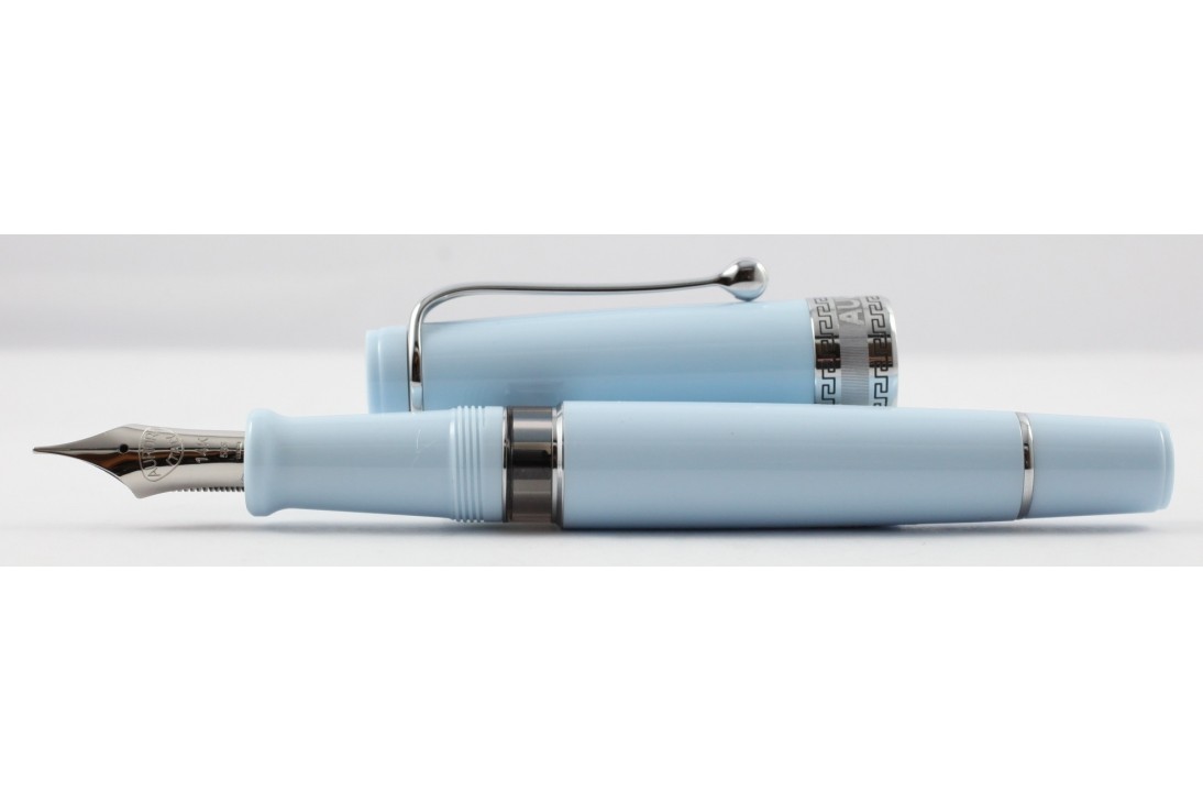 Aurora Limited Edition Optima Light Blue with Silver Trim, Flexible Fine Nib Fountain Pen