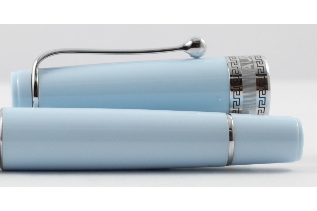 Aurora Limited Edition Optima Light Blue with Silver Trim, Flexible Fine Nib Fountain Pen