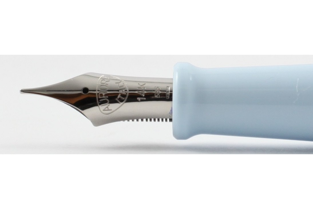 Aurora Limited Edition Optima Light Blue with Silver Trim, Flexible Fine Nib Fountain Pen