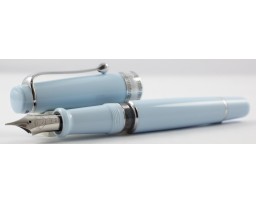 Aurora Limited Edition Optima Light Blue with Silver Trim, Flexible Fine Nib Fountain Pen