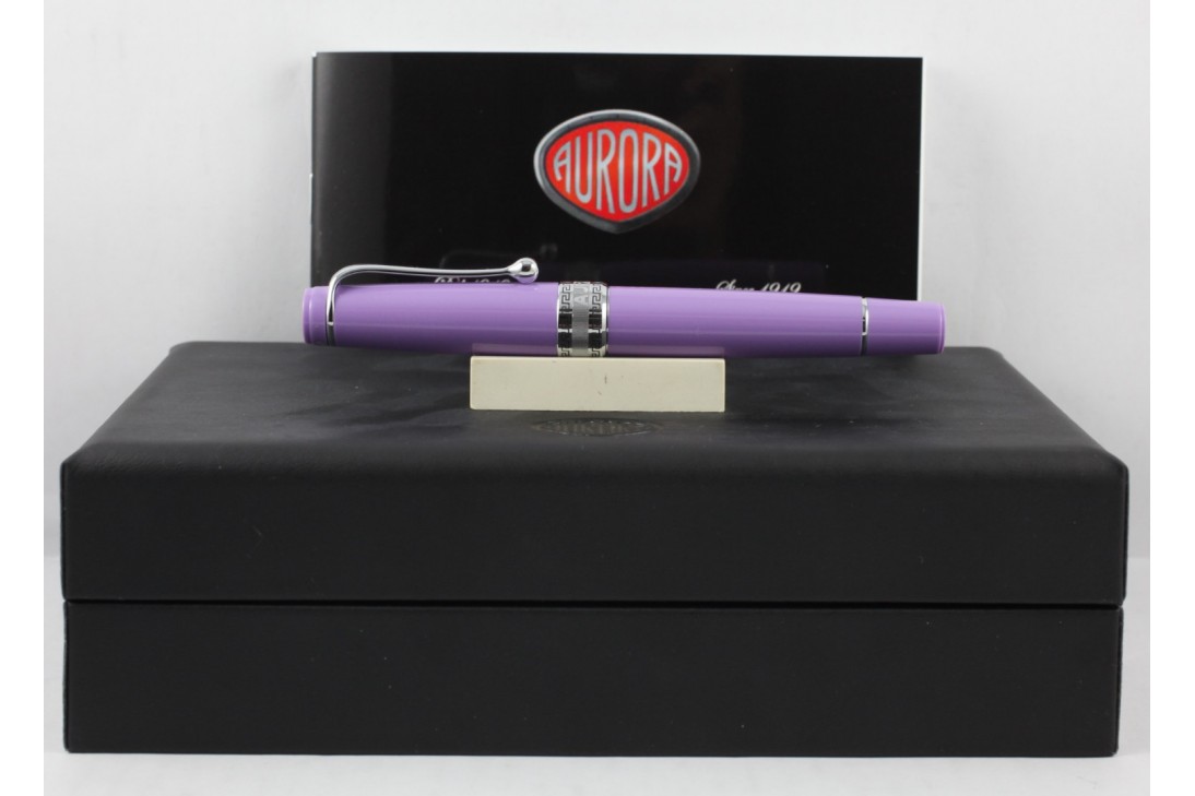 Aurora Limited Edition Optima Purple With Silver Trim, Flexible Fine Nib Fountain Pen