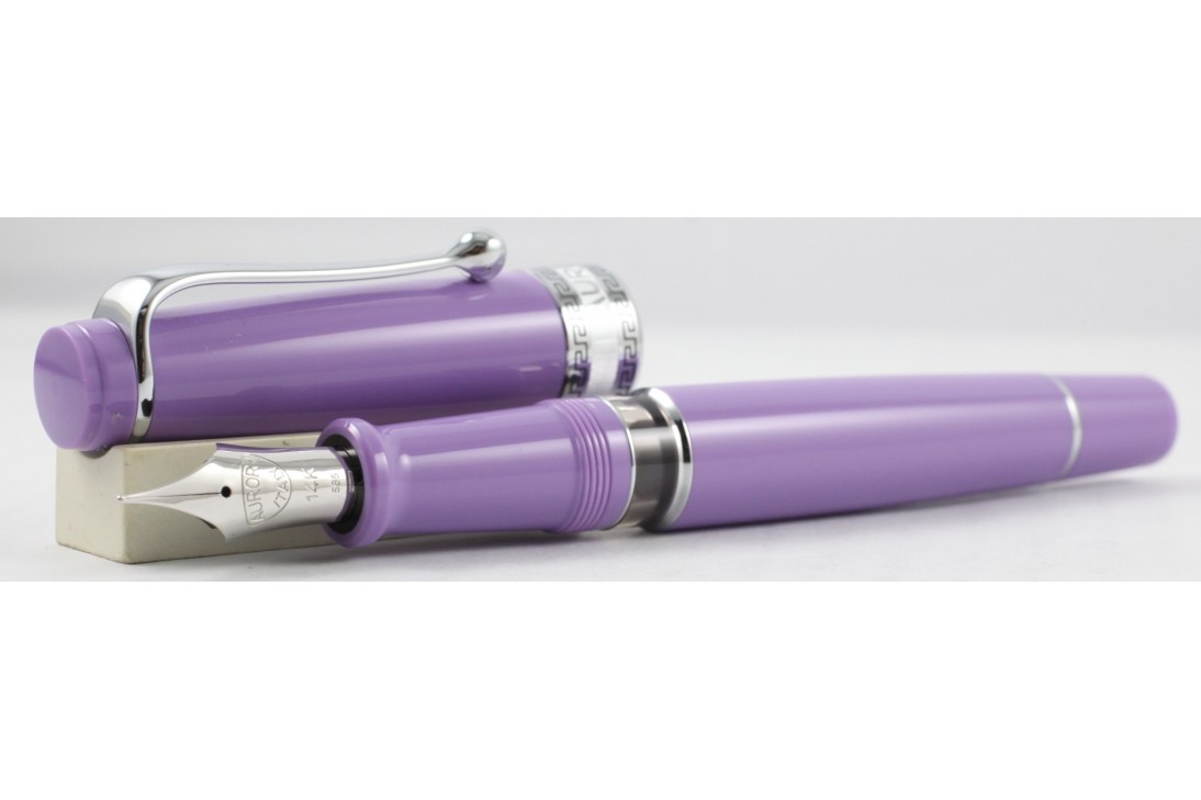Aurora Limited Edition Optima Purple With Silver Trim, Flexible Fine Nib Fountain Pen