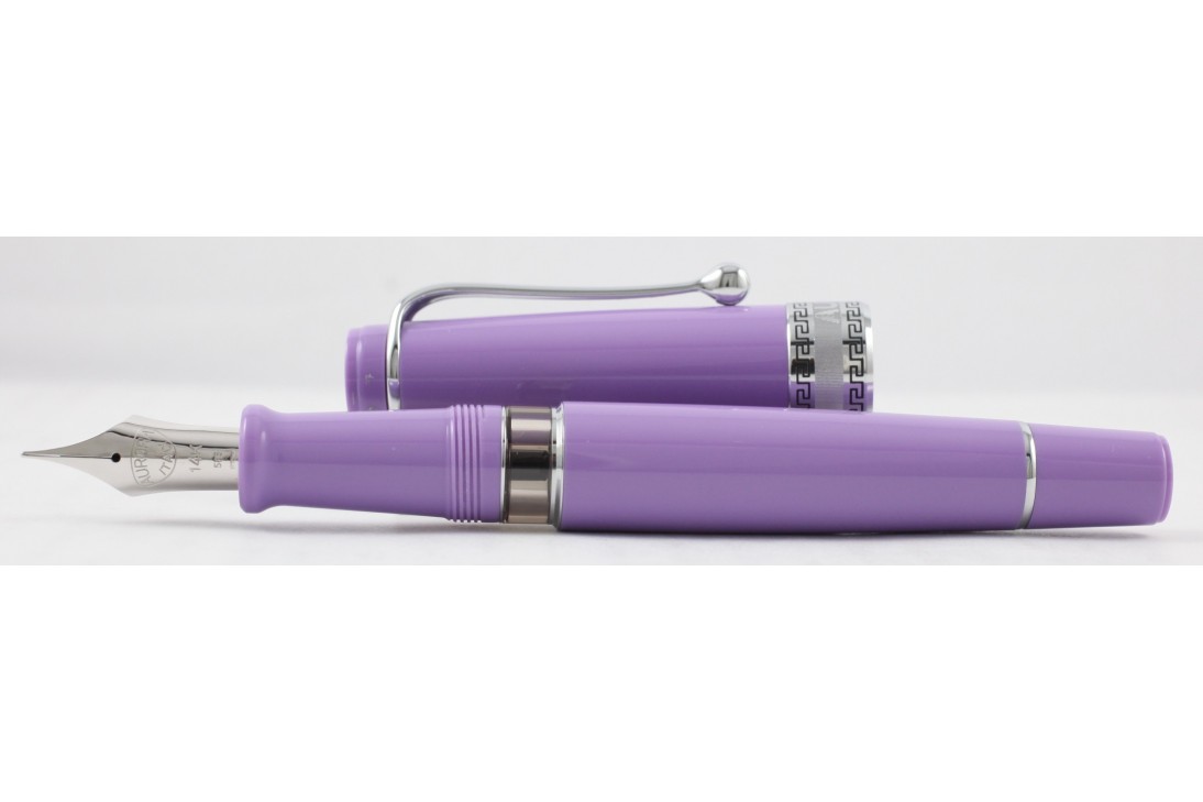 Aurora Limited Edition Optima Purple With Silver Trim, Flexible Fine Nib Fountain Pen