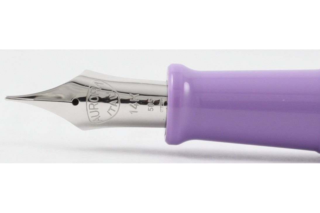 Aurora Limited Edition Optima Purple With Silver Trim, Flexible Fine Nib Fountain Pen