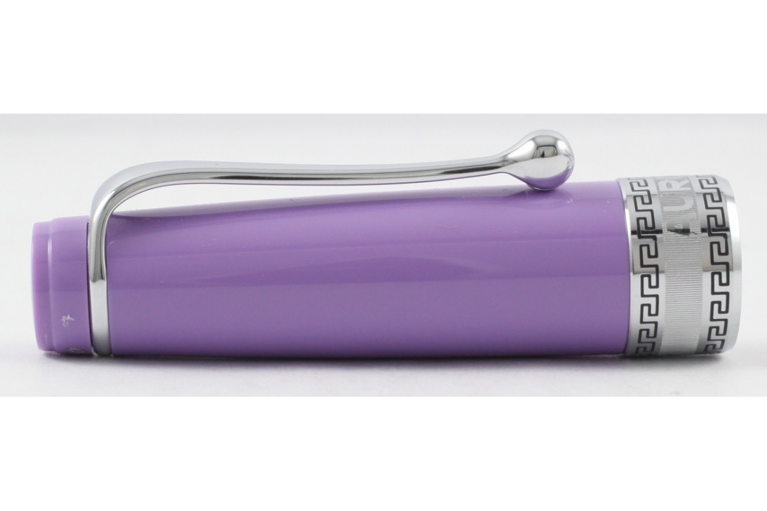 Aurora Limited Edition Optima Purple With Silver Trim, Flexible Fine Nib Fountain Pen