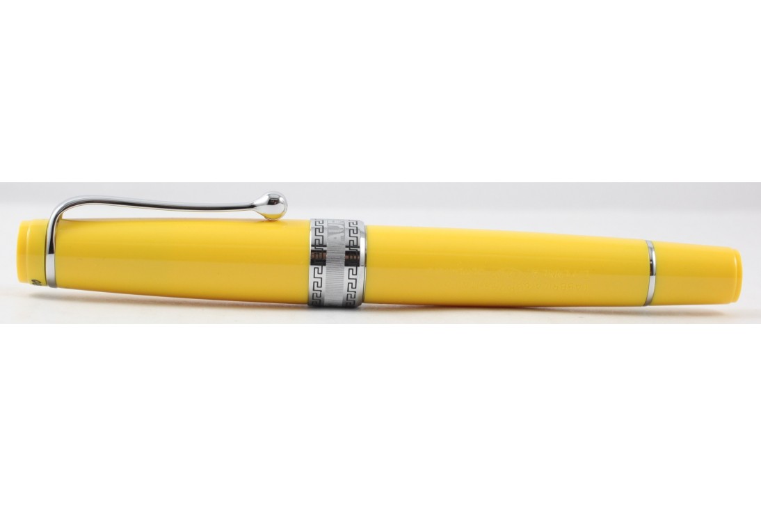 Aurora Limited Edition Optima Yellow with Silver Trim, Flexible Fine Nib Fountain Pen