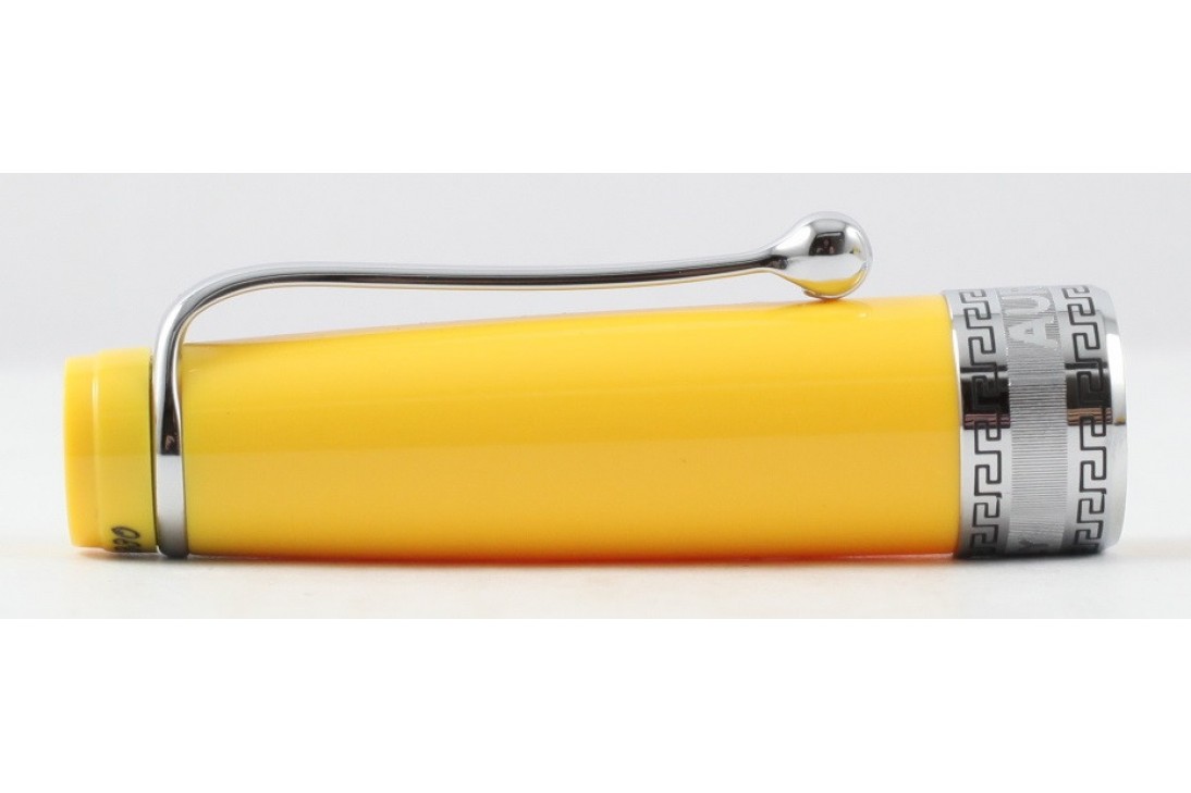 Aurora Limited Edition Optima Yellow with Silver Trim, Flexible Fine Nib Fountain Pen