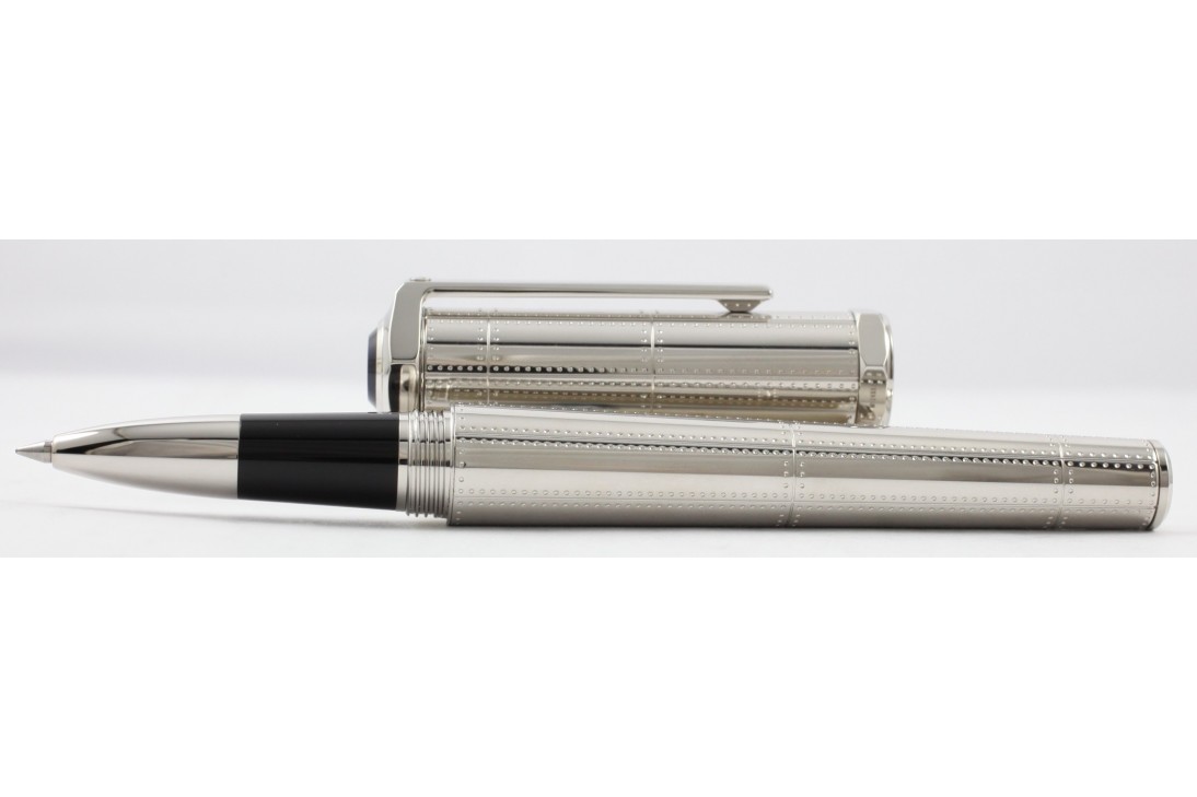 Cartier OP000163 Santos Dumont Rivet Motif In Metal With Palladium Finish Roller Ball Pen