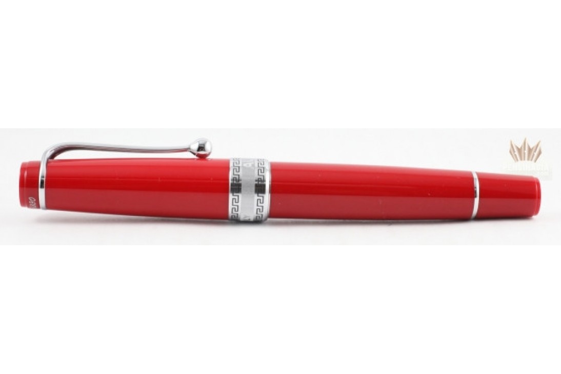 Aurora Limited Edition Optima Red With Silver Trim, Flexible Fine Nib Fountain Pen