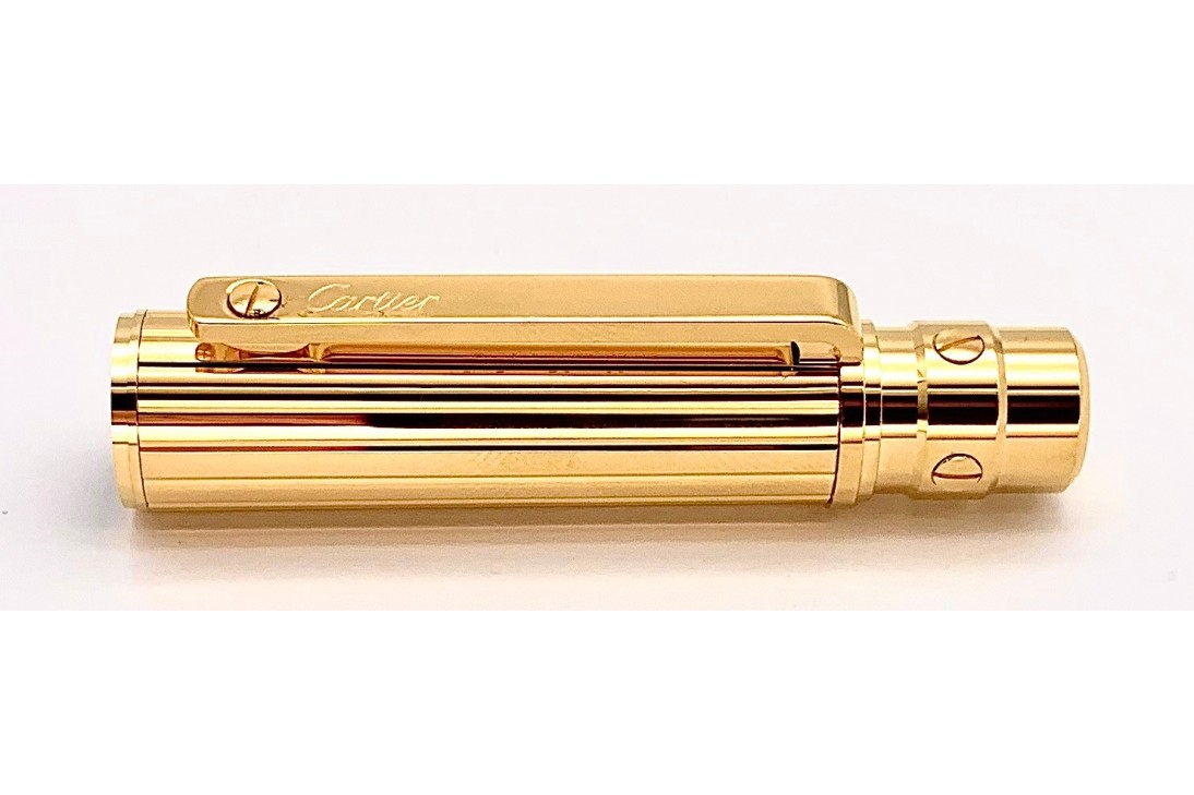 Cartier OP000120 Santos de Cartier Large Godrons Decor Metal and Gold Finishes Roller Pen
