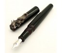 Nakaya Piccolo Long Writer Kuro Tamenuri Fountain Pen with Dragon Stopper