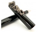 Nakaya Piccolo Long Writer Kuro Tamenuri Fountain Pen with Dragon Stopper