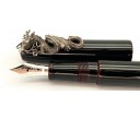 Nakaya Piccolo Long Writer Kuro Tamenuri Fountain Pen with Dragon Stopper