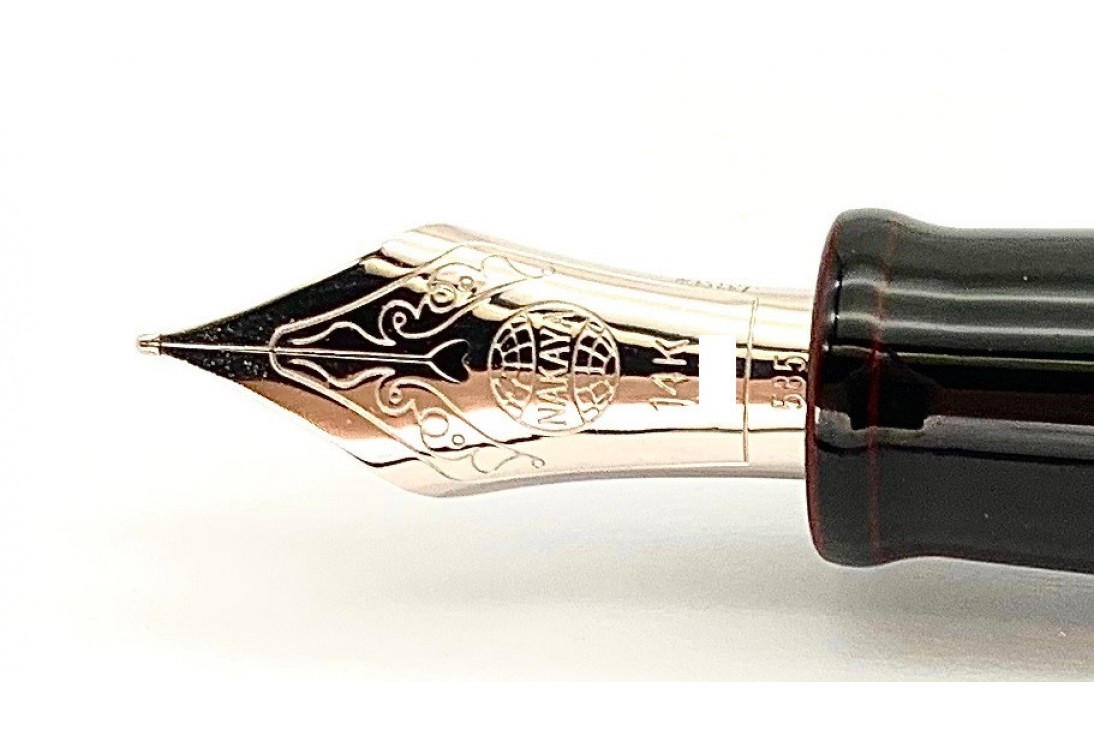 Nakaya Piccolo Long Writer Kuro Tamenuri Fountain Pen with Dragon Stopper