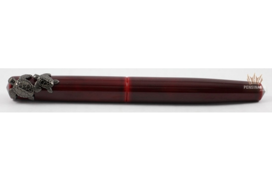Nakaya Piccolo Long Writer Aka Tamenuri with Turtle Stopper Fountain Pen