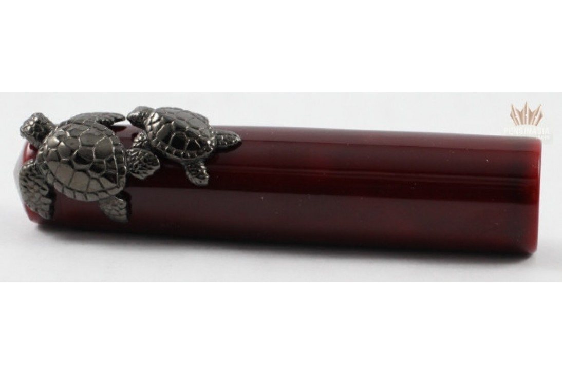 Nakaya Piccolo Long Writer Aka Tamenuri with Turtle Stopper Fountain Pen