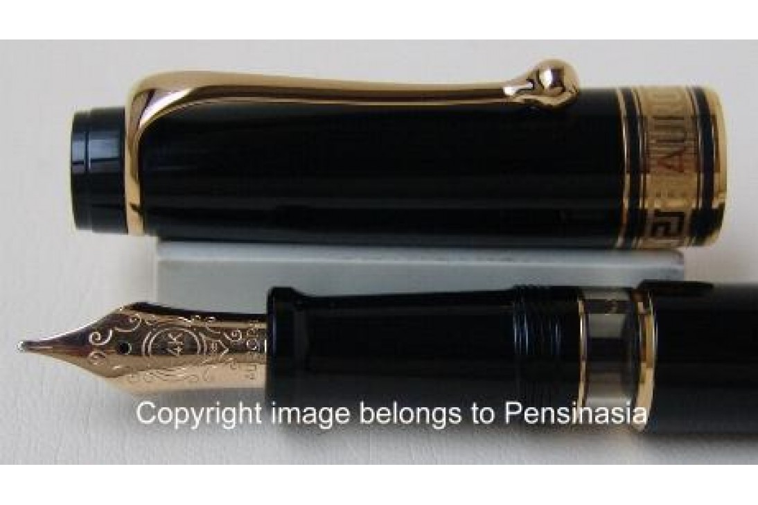 Aurora Optima Black Resin Gold Plated Trims Fountain Pen