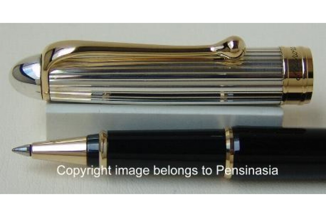 Aurora 88 Ottantotto Black Resin Barrel Silver Cap and Gold Plated Trims Roller Ball Pen