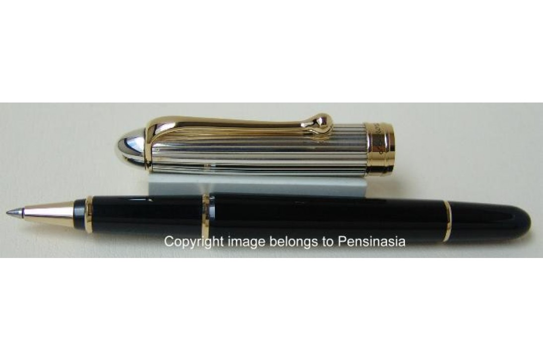 Aurora 88 Ottantotto Black Resin Barrel Silver Cap and Gold Plated Trims Roller Ball Pen