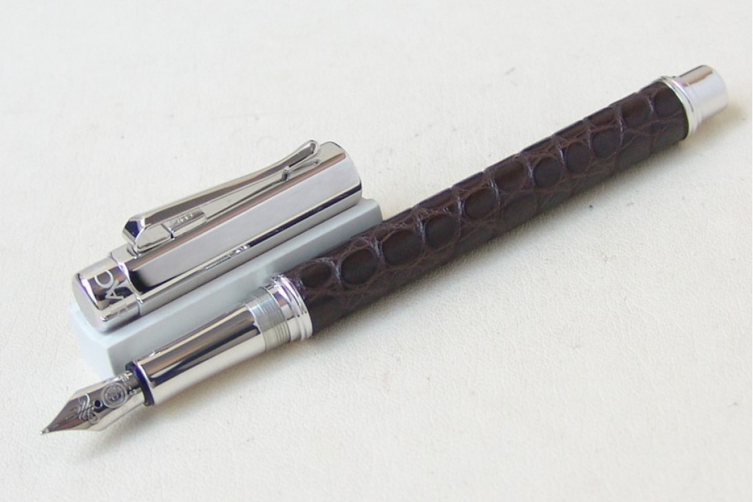 Caran d'ache Varius Alligator Silver Plated Rhodium Coated Fountain Pen