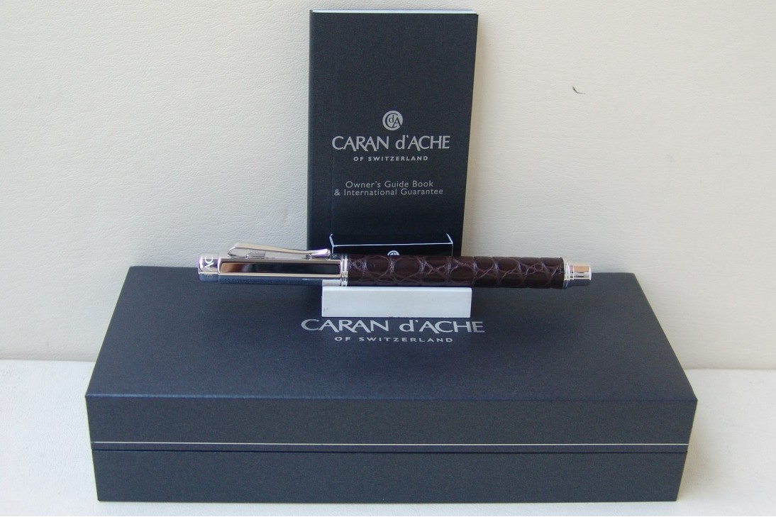 Caran d'ache Varius Alligator Silver Plated Rhodium Coated Fountain Pen