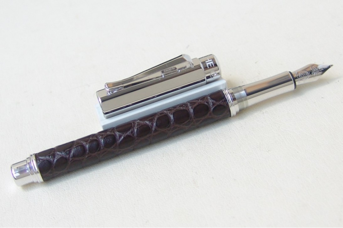 Caran d'ache Varius Alligator Silver Plated Rhodium Coated Fountain Pen
