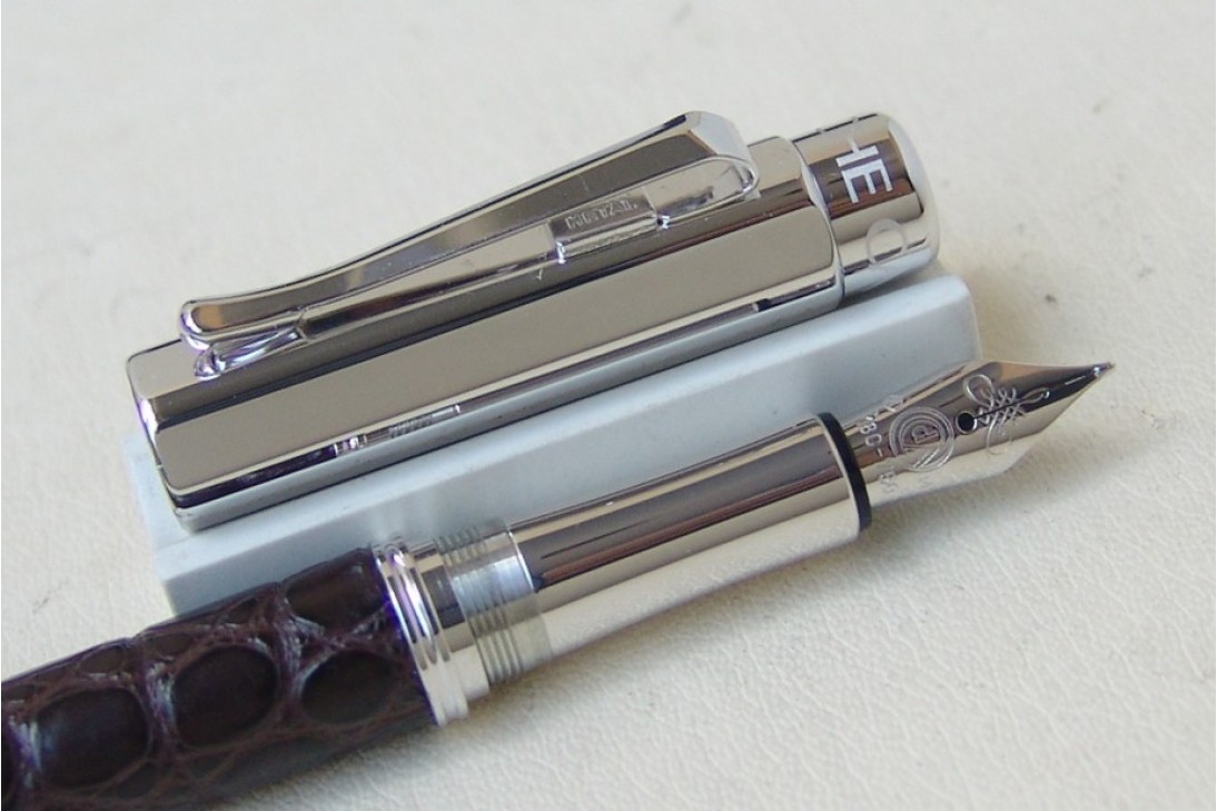 Caran d'ache Varius Alligator Silver Plated Rhodium Coated Fountain Pen