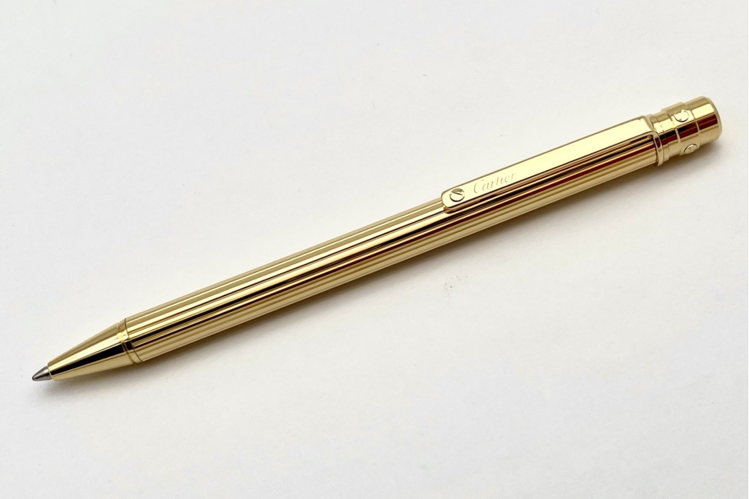 Cartier OP000140 Santos Vertical Godron Gold Plated Ball Pen