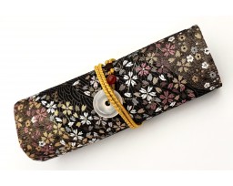 CATHAY Hand-made Silk Pen Pouch - in Rippling Sakura for 3 Pens