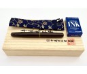 Nakaya Piccolo Long Cigar Heki-Tamenuri with 6 Black paws and Nashiji on Grip Section Fountain Pen