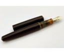 Nakaya Piccolo Long Cigar Heki-Tamenuri with 6 Black paws and Nashiji on Grip Section Fountain Pen