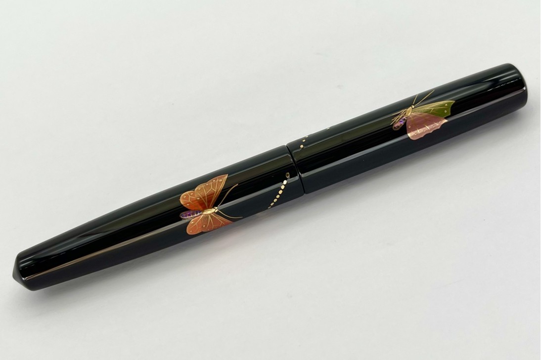 Nakaya Piccolo Long Cigar Maki-e Butterfly Kuro-Roiro Fountain Pen