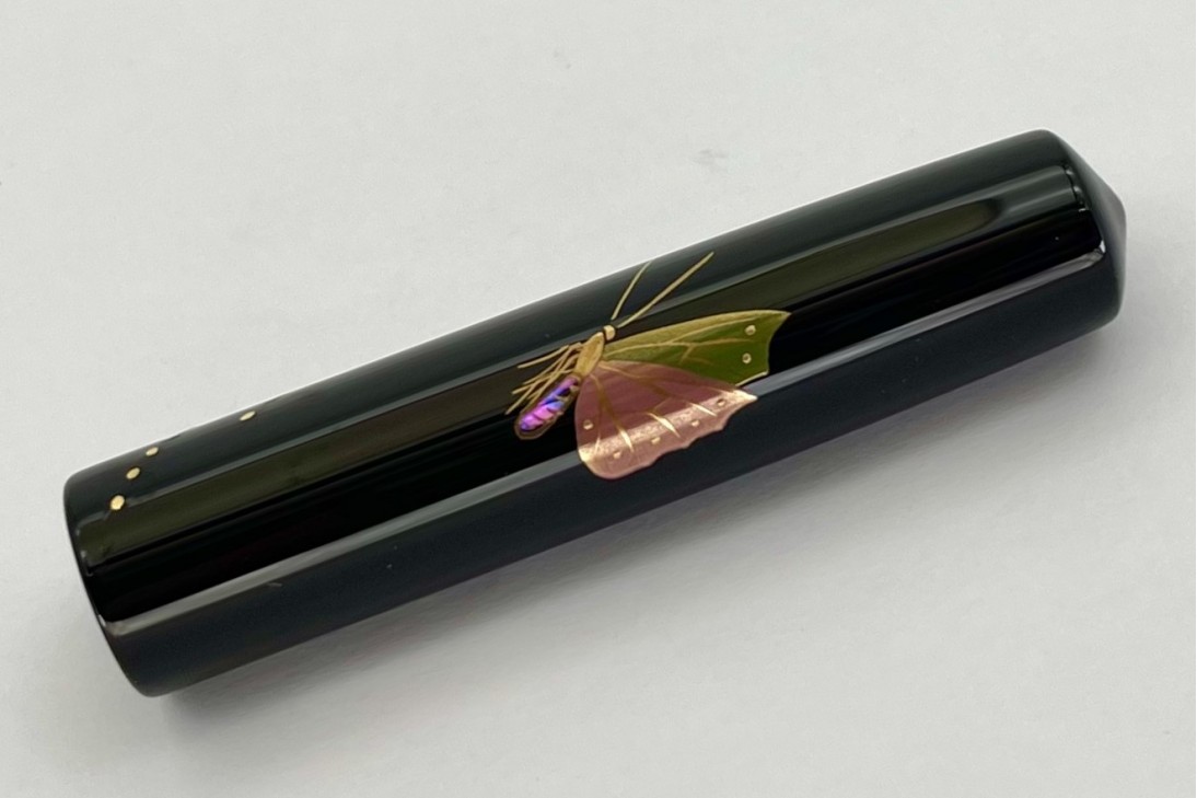 Nakaya Piccolo Long Cigar Maki-e Butterfly Kuro-Roiro Fountain Pen