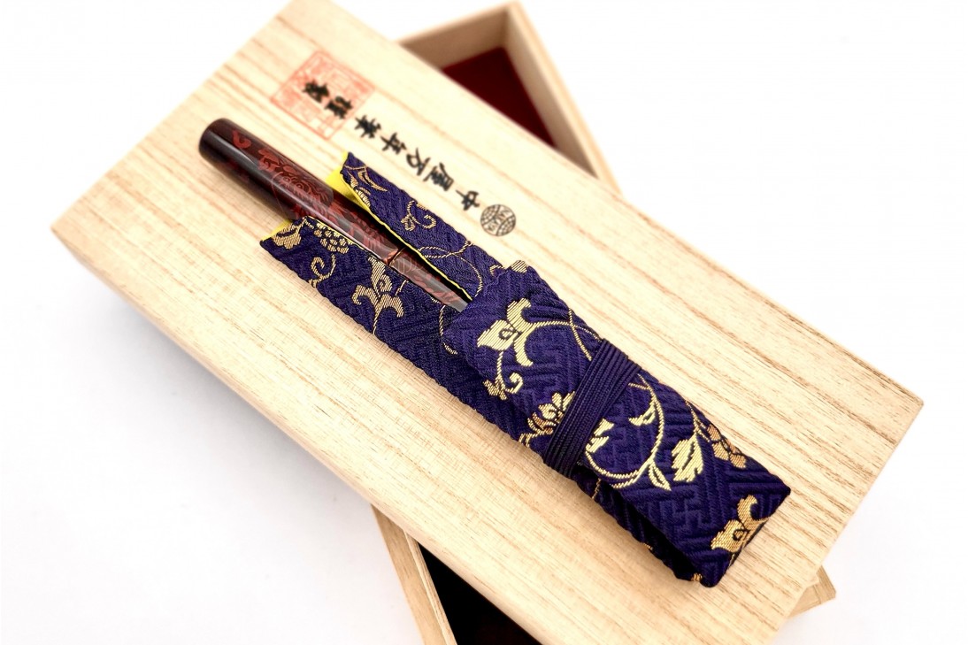 Nakaya Piccolo Long Cigar Tamesukashi Shishin (Four Gods) Seiryu (Blue Dragon) Heki-Tame Fountain Pen