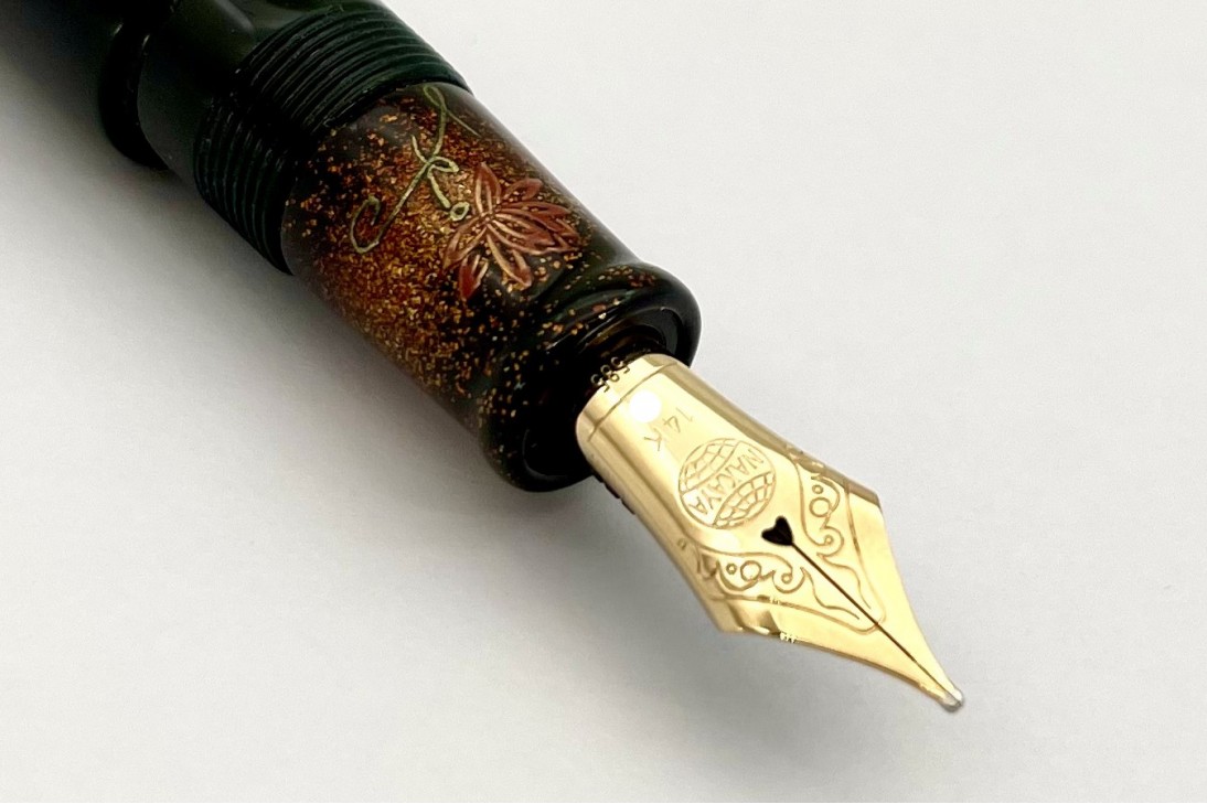 Nakaya Piccolo Long Writer Midori-Tamenuri with Lotus Flower Fountain Pen