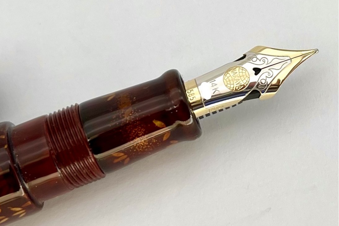 Nakaya Piccolo Long Writer Two Layered TameSukashi Bamboo Woods Fountain Pen with two-layered clip