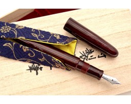 Nakaya Portable Cigar Tamesukashi Ascending Dragon 3 (Aka-tamenuri) Fountain Pen (no.16036)
