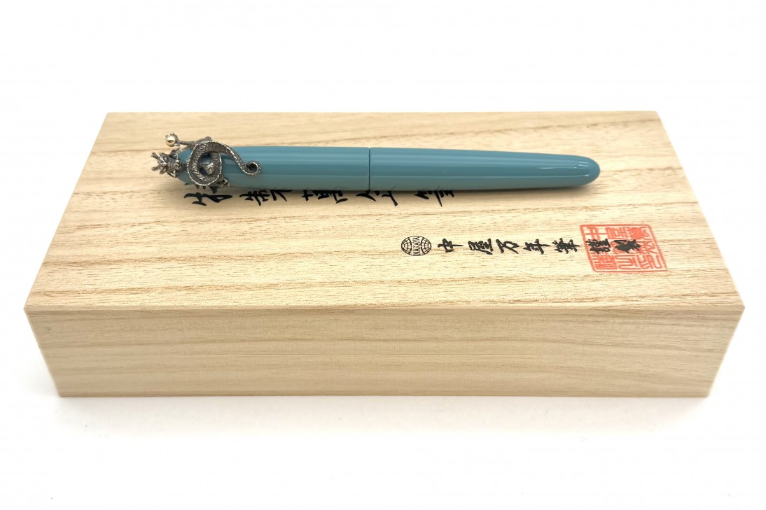 Nakaya Portable Writer Ama-Iro Fountain Pen with Dragon and Jewel Stopper
