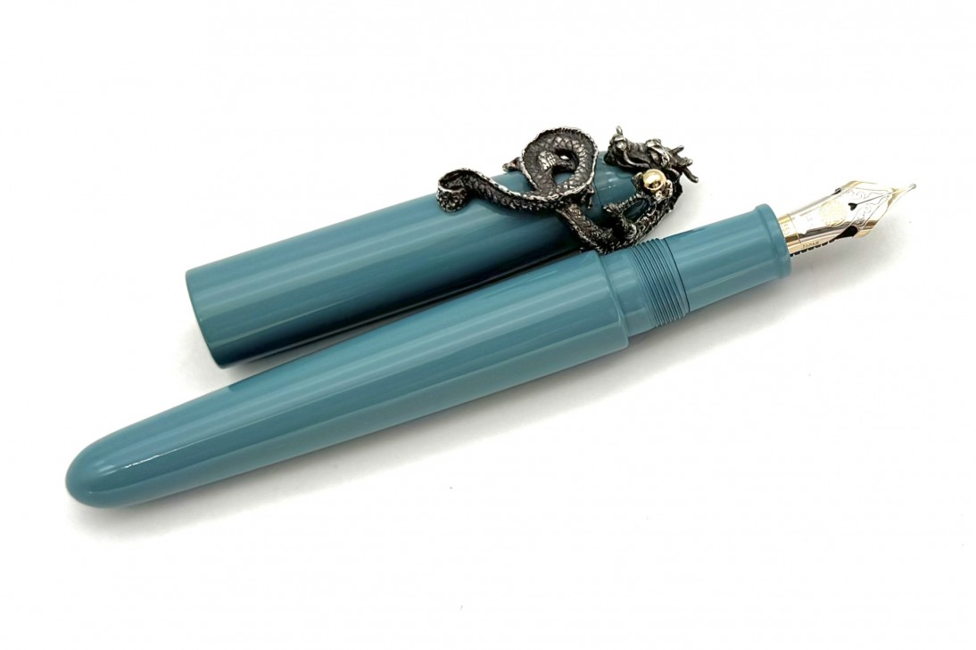 Nakaya Portable Writer Ama-Iro Fountain Pen with Dragon and Jewel Stopper