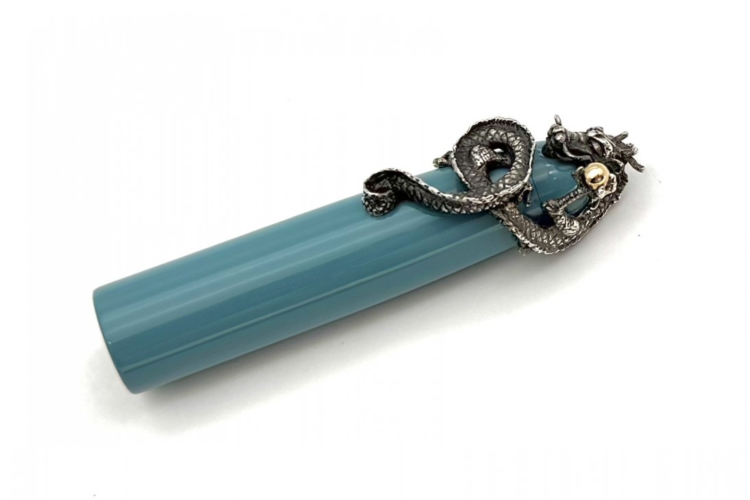 Nakaya Portable Writer Ama-Iro Fountain Pen with Dragon and Jewel Stopper