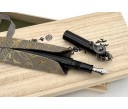 Nakaya Writer Portable Kuro-Roiro Fountain Pen with Fumigated Dragon and Jewel Stopper