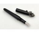 Nakaya Writer Portable Kuro-Roiro Fountain Pen with Fumigated Dragon and Jewel Stopper
