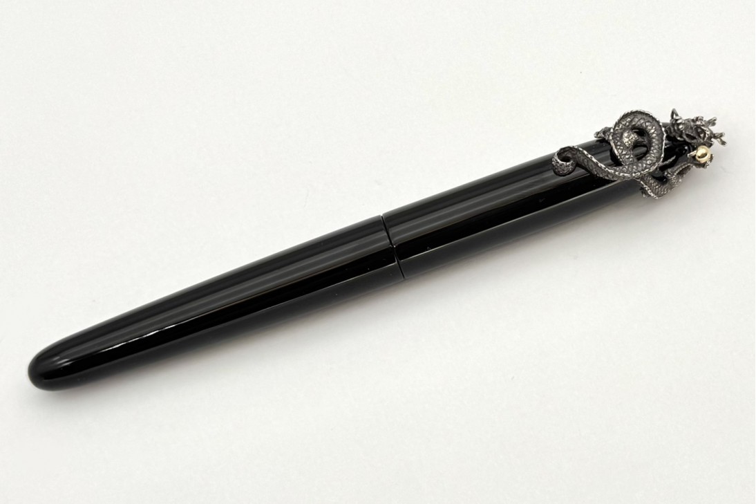 Nakaya Writer Portable Kuro-Roiro Fountain Pen with Fumigated Dragon and Jewel Stopper