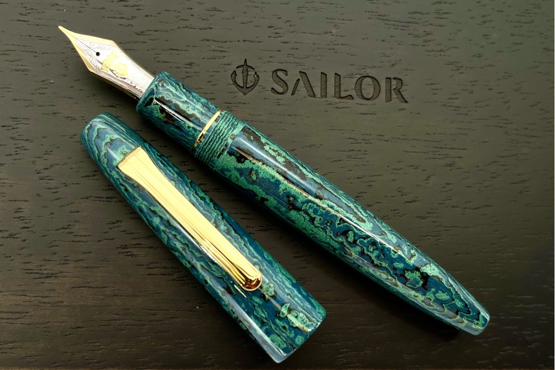 Sailor Limited Edition King of Pens (KOP) Ebonite Ryokkyo Green Echo Naginata Togi Fountain Pen