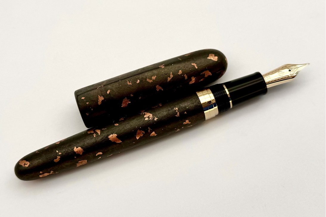 Sailor Nawate Haku-Chirashi Fountain Pen - Kaku, adorned with copper foil