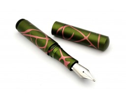 Schon DSGN Anodized Aluminum Green Salmon Splash Pocket Six Fountain Pen