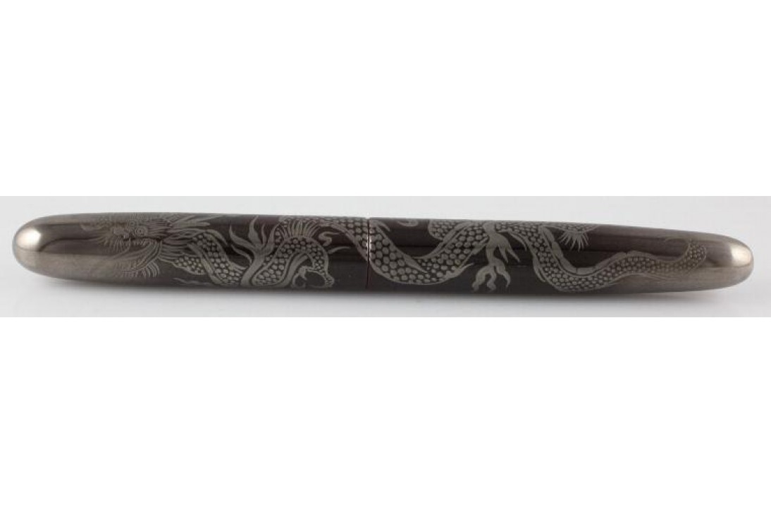 Nakaya Cigar Portable Aka-Tame Gin Bokashi Ascending Silver Dragon Fountain Pen